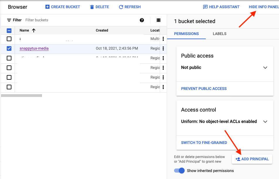 google storage panel