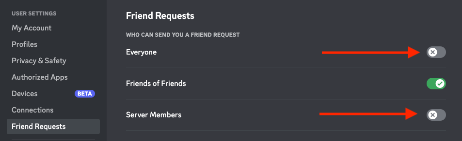 Friend Request Settings