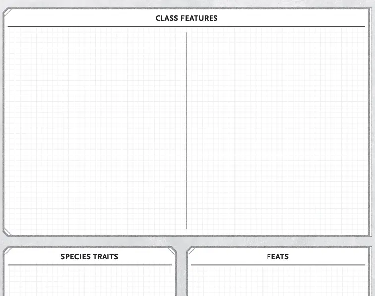 คุณสมบัติของอาชีพ (Class Features), ลักษณะของเผ่าพันธุ์ (Species Traits) และความสามารถพิเศษ (Feats)