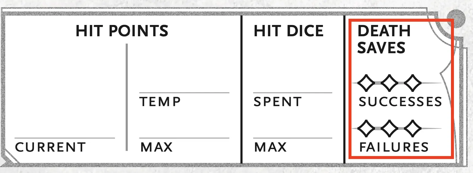 Death Saves ใน D&D Character sheet