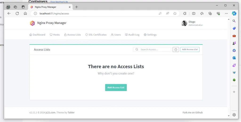 Access List in Nginx proxy manager