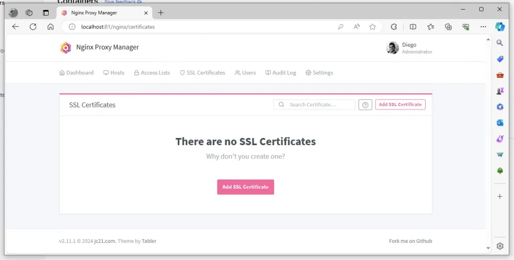 SSL in Nginx proxy manager